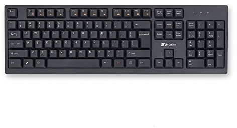 Verbatim Slimline Wireless Keyboard 2.4GHz USB Plug-and-Play Numeric Keypad Adjustable Tilt Legs Wireless Full-Size Computer Keyboard Compatible with PC, Laptop -Frustration Free Packaging Black 70738