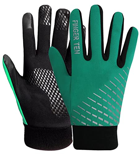 LOVMEAD Winter Handschuhe Kinder Fahrrad Jungen Mädchen Touchscreen Winterhandschuhe rutschfest Winddicht Fahrradhandschuhe für Radfahren Laufen Fußball Skifahren (XL, Grün)