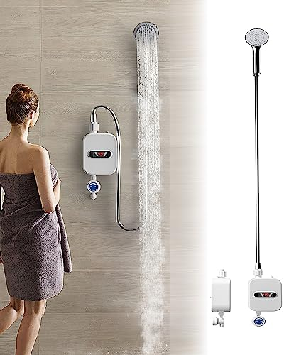 Chauffe-Eau Electrique Portable avec Douche Kit 220V 3500W, Chauffe-Eau Instantané Convient Dispose d'un Chauffage Instantané Sans Réservoir Douche eau Chaude