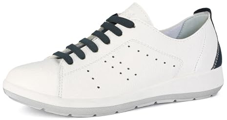 PantoScarpe Sneakers Donna con Lacci Colorati, Plantare in Vera Pelle, Bianco-Blu, 38