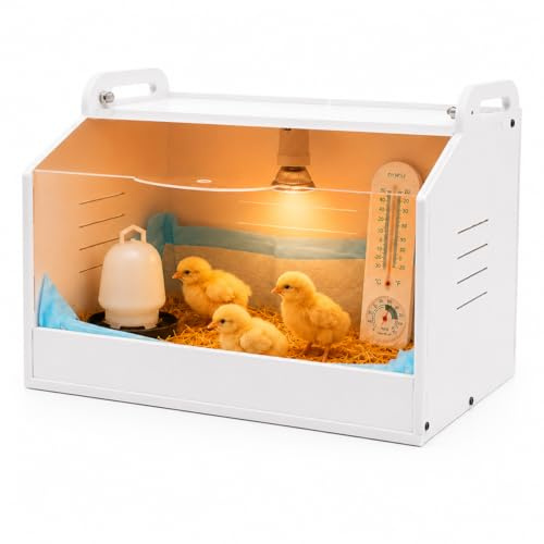 Caja calentadora para pollitos Incubadoras Casa para pollitos con termómetro y lámpara de calor Caja de cría Caja de incubación Con cable de corriente de 1,6 m para aves de corral, reptiles, animales