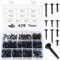 420 Pcs M4.2 M4.8 Self Tapping Screws, Phillips Head Self Drilling Screws, Black Wafer Head Tek Screws Assortment Kit, Truss Head Sheet Metal Screws for Wood Plastic Metal Screws