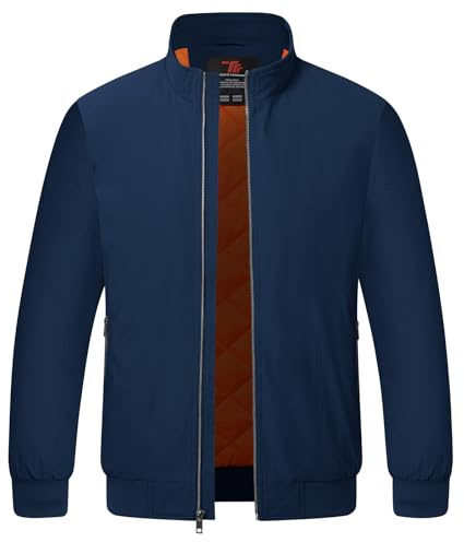 YSENTO Mens Bomber Jackets Winter Casual Windbreakers Jacket Windproof Lined Warm Baseball Coat Outwear(Navy,M)