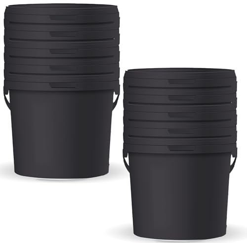 POSH Cubo con tapa – Negro, plástico, apto para alimentos, hermético, inodoro, robusto, estable, sellado, cubo con asa (10, 3L)