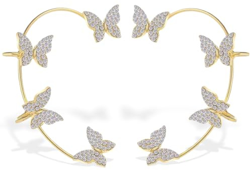 Clip per Orecchio a Farfalla, 1 Paia, Orecchini a farfalla orecchio clip polsino farfalla orecchini farfalla oro senza clip, Polsini dell'orecchio dell'elfo Gotico di Orecchini, per donne e ragazze