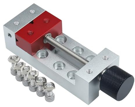 Herramientas Bricolaje,Tornillo Banco para Máquina Grabado 100 mm,Mordaza Aluminio,Mordaza Punta para Mecanizado,Herramienta Sujeción con 6 Tornillos.