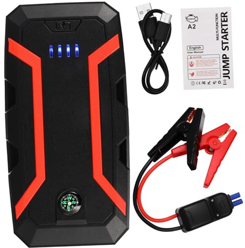 Ciieeo Démarreur de Batterie Portable pour Voiture Booster Urgence Chargeur de Batterie de Secours Compatible avec Moteurs Essence Jusqu
