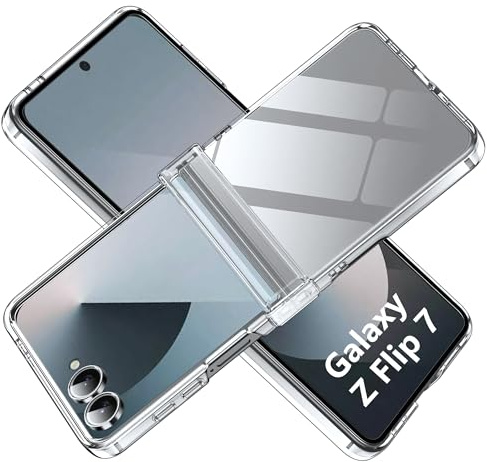 Fitudoos Hülle für Samsung Galaxy Z Flip 7,transparente PC-Rückseite Case, Anti-Kratzer Anti-Fingerabdruck Anti-Öl Schutzhülle Case - Transparent