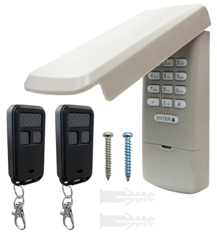 Luobannm 1 Teclado para Abre-Puertas de Garaje 877MAX con 2 Controles Remotos para las Series 41A6127-1, HBW2028 y 139.53680