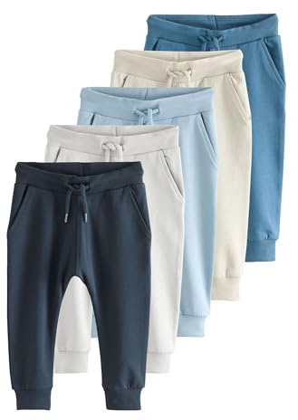NEXT Garçon Pantalon de Jogging Skinny, Lot de 5 | Taille mi-haute, Cordon de serrage, Bas resserrés