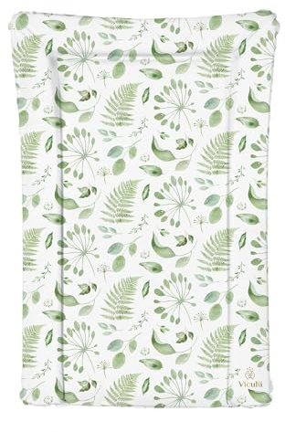 Deluxe unisex botanisk skötmatta – mysig anti-rulle, upphöjda kanter eller vikbar | vattentät, avtorkbar och vadderad skötmatta | bekväm, snygg och praktisk (sydda kanter)
