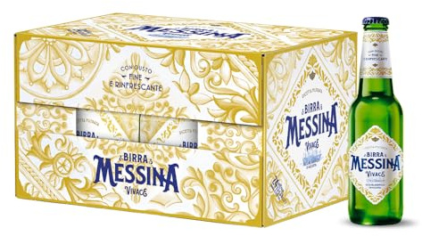 Birra Messina Vivace, Cassa con 24 Bottiglie da 33cl, Birra Lager Filtrata, Gusto Rinfrescante con Delicate Note Agrumate, Gradazione 4,5% Vol