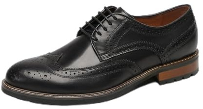 Mens Dress Shoes Genuine Leather Derby Full Brogue Formal Oxford Shoes for Men Black US 9