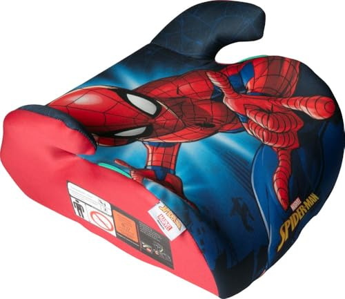 Asiento infantil Tataway Spiderman City Booster 125-150 cm I-Size R129, elevador de coche con reposabrazos ergonómicos, sistema universal con cinturón de coche, diseño Marvel Spiderman