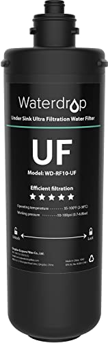 Waterdrop RF10-UF Cartucho de filtro de repuesto de 0,01 micras para filtro de agua 10UA/10UA-UF/10UB/10UB-UF debajo del fregadero, reduce plomo, cloro, mal sabor y olor