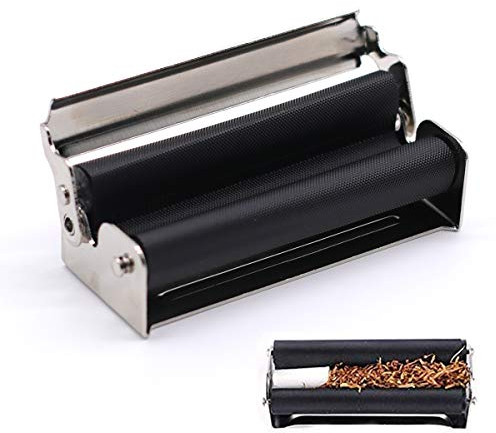 YINENGD Tabakroller, Manuelle Zigarettendrehmaschine, Zigarettenroller 70mm Tragbarer Tabak Injektor Roller Metall Einfach Bedienungsanleitung Schwarz Zigarettenzubehör