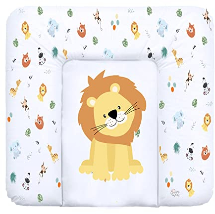 Wickelauflage Wickelunterlage abwaschbar und wasserdicht 85x72 cm - Wickelmatte zum Auflegen auf Wickeltisch Wickelaufsatz Wickelkommode oder Waschmaschine changing mat 85 x 72 Safari Motiv