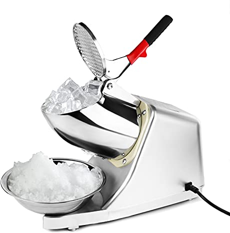 Broyeur à Glace Electrique,Machine à Glace pilée 300 W, 220 V-240 V,Snow Cone Maker Machin Volume de Glace concassée 65 kg/h,Convient à de commerce et de ménage(plata)