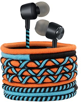 URIZONS Auriculares Trenzado Hilo Trenzado Colorido - con Cable Micrófono Aislamiento de Ruido Graves Potente Auriculares Estéreo de 3,5 mm para i Phone, Samsung Huawei etc