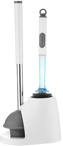 ToiletBuddies Juego de escobilla y émbolo para Inodoro, Cepillo y Soporte para Inodoro, Cepillo dispensador de líquidos Recargable, Juego de Cepillo de Inodoro y émbolo de Silicona 2 en 1 para baño