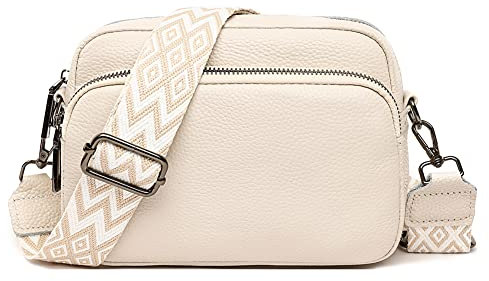 DKIIL NOIYB Crossbody Bags for Women, Genuine Leather Cross Body Bag Women with Adjustable Wide Strap Multiple Pockets Handbags & Shoulder Bags