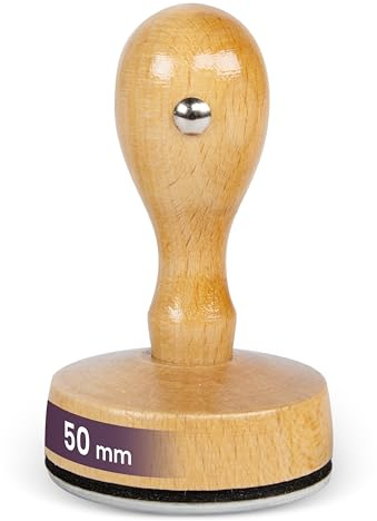 Tampon personnalisé en bois avec logo/texte – Idéal pour entreprise, adresse, date – Différentes tailles disponibles – Usage personnel et professionnel (50mm)