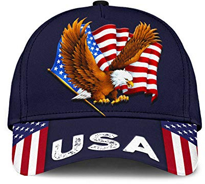 Adler-Usa-Flagge, Auffälliger Stil, 3D-Gedruckt Herren Damen Basecap Leicht Baseballmütze Verstellbar Angeln Hüte Baseballkappe Für Draussen Golf Reisen