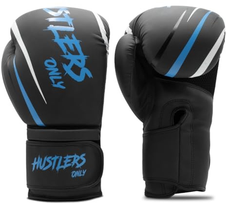 Hustlers Only Gants de boxe professionnels en cuir végétalien parfaits pour Muay Thai, MMA, kickboxing, sac de boxe et sparring, gants de combat pour homme et femme, parfaits pour homme et femme