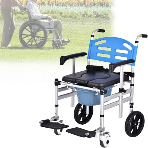 KardoL 4-in-1-Multifunktions-Sessel, Sitzerhöhung Und Duschsitz Klappbar Aus Aluminium, Rollstuhl Mit Toilette Für Patienten Senioren Und Schwangere, Bis 150 Kg Belastbar