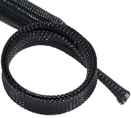 ISOLATECH Kabelschlauch Ø30mm x 2m - Schwarz, Meterware - Hitzebeständiger Geflecht-Kabelschutz - Kabelorganisation für Schreibtisch & PC