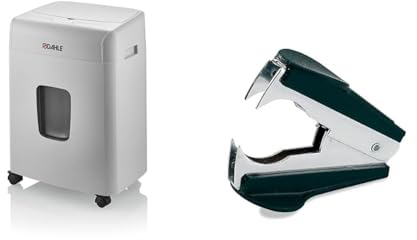 Dahle ShredMATIC 90 Aktenvernichter Autofeed (90 Blatt, P-4, Partikelschnitt, öl- und wartungsfrei, Automatischer Papiereinzug) lichtgrau/staubgrau & Rapid Entklammerer C2 (Metall) schwarz