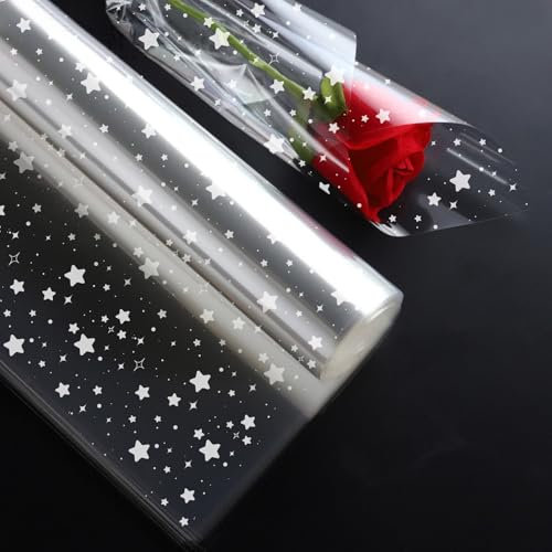 Bäcker & Lecker Cellophanfolie Cellophan Wrap Geschenkfolie 60CM *20M Transparent Cellophan Rolle Zellophanfolie für Weihnachten Geschenk Hochzeit Geschenkkorb Blumen Süßigkeiten