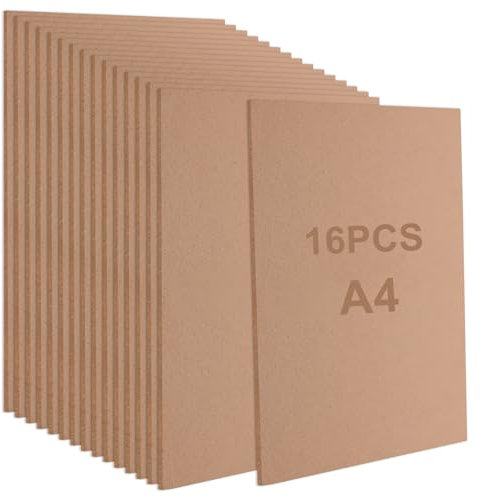 AHAQU 16 tableros de madera MDF A4 de 2 mm de grosor, tablero de proyectos de manualidades, hojas en blanco MDF de 30 x 21 cm para pintura, modelado, grabado, calado, artes
