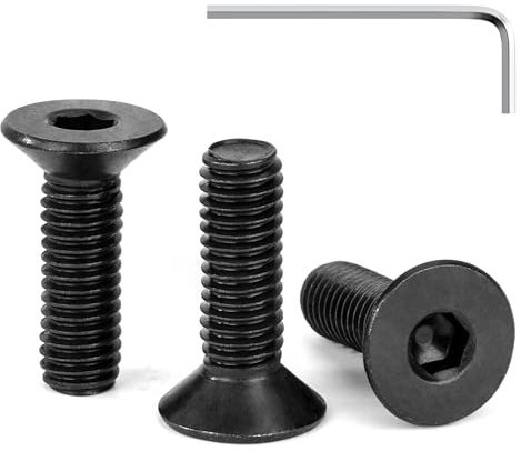 Tunejoy Vis à Tête Fraisée M6 x 20 mm à Six Pans Creux en Acier Inoxydable A2 V2A Vis à Tête Cylindrique Hexagonale avec Clé Allen Filetage Complet 30 Pièces Noir