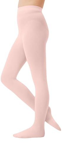 CozyWow Girls Tights 60D Footed School Tights for Kids Girls Strong Ballet Dance Pantyhose Pink-XL