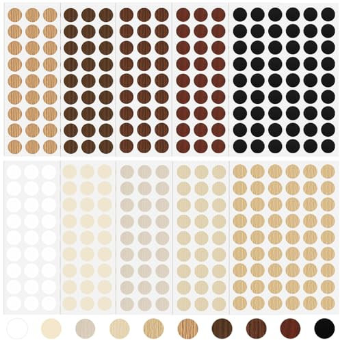 Yesaler Adesivi per Coperchio Foro Vite 540 Pezzi Adesivi Autoadesivi Mobili Diametro 21mm per Mobili di Legno Armadio Decorativi 10 Colori