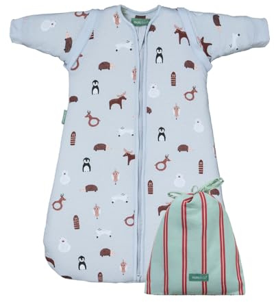 molis&co - Saco de Dormir para bebé 2.5 TOG con Mangas Desmontables - (12-18 Meses) - Ideal para Invierno - 100% algodón (Oeko-Tex 100) - Winter Animals