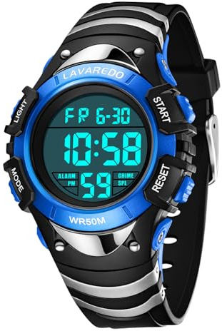 caprock Reloj Infantil para niños y niñas, con Temporizador, indicador de Hora, indicador de Fecha, Color Azul