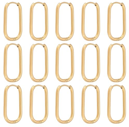 UNICRAFTALE 16 Pièces de Boucles D'Oreilles Créoles Ovales en Or de 23.5mm en Acier Inoxydable pour la Fabrication de Boucles D'Oreilles.