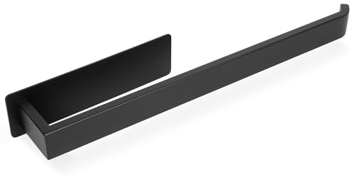 ECENCE Handtuchhalter ohne Bohren selbstklebend Schwarz 38cm - Moderne Handtuchstange aus Edelstahl mit starkem 3M Kleber, rostfrei für Bad, Küche & Gäste-WC