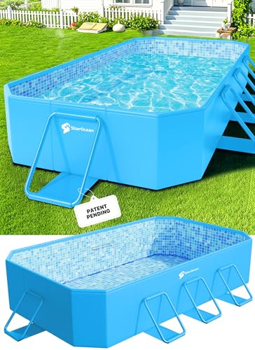StarOcean 2026 Foldable Pool, Large Non-Inflatable Swimming Pool for Kids,Adult Collapsible Pools Hard Plastic Shell, Oversized Thickened,Portable Folding Kids Pools for Backyard 89x48x20-Dark Blue