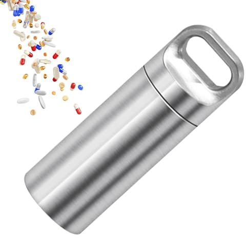 Piller nyckelring – metallväska pillerbehållare, vattentät 0 | rings pillerask | resedag medicinhållare | kompakt nyckelringsförvaring för män och kvinnor, handväskor