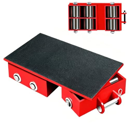 Patín de Transporte para Maquinaria con Giro de 180°, Transportador Industrial Alta Resistencia, sin Asa, Fácil Maniobrabilidad, Rodillo Carga Perfil Bajo(8T/17636LB,Steel Wheels)