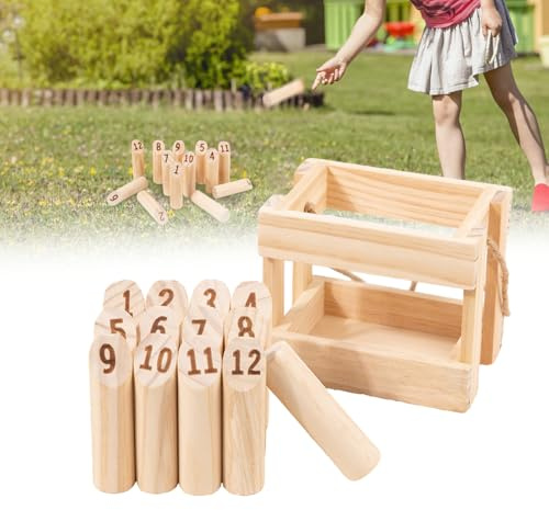 QUUGAR Madera de pino macizo 12 bolos juego para jardín