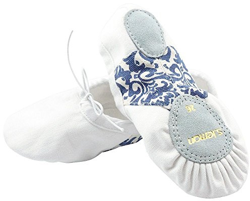 s.lemon Ballet Shoes for Girls,Canvas Ballet Slipper Dance Gymnastic Shoe Kid Adult Blue White 38