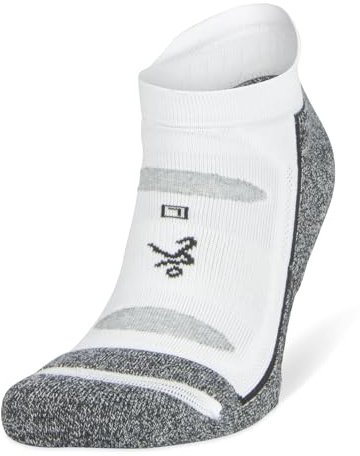 Balega Blister Resist Performance No Show Athletic Running Socks for Men and Women (1 Pair), White/Grey, Large