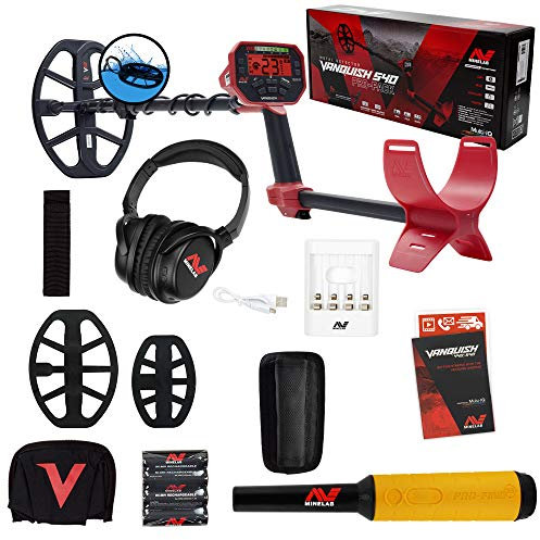 Minelab Vanquish 540 Pro Pack Detector with 2 Coils and Pro-Find 35 Pinpointer, Gold,Red,Silver