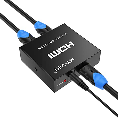 MT-VIKI HDMI Splitter 1 in 2 Out 4K Gleichzeitig HDMI Splitter 2 Monitore Mirror Verteiler 1 in 2 Out Unterstützt HD Monitore HDCP1.4 mit DC-Stromversorgung 30m Langstreckenübertragung