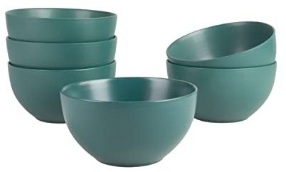 10 Strawberry Street Wazee Matte 5.5/16oz Cereal Bowl, Set of 6, Emerald Green