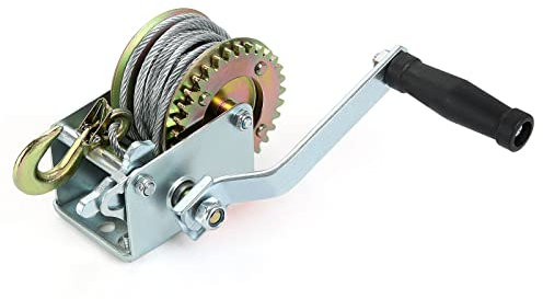 GOYADA - Cabrestante manual de 360 kg (800 lbs), cabrestante manual con cable manual de 7 m de cables resistentes y gancho, cabrestante manual para remolque, coche, barco